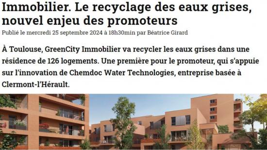 GreenCity Immobilier et le recyclage des eaux grises à l'honneur dans Touléco !