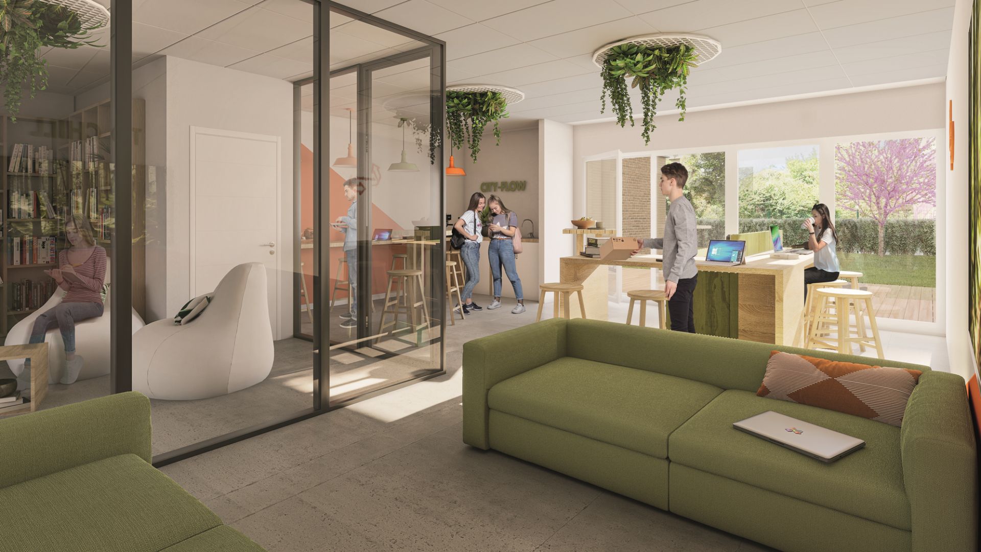 Greencity immobilier - achat appartements neufs du T1Bis au T2Bis - Résidence coliving-coworking - Effisciences - 31400 Toulouse  